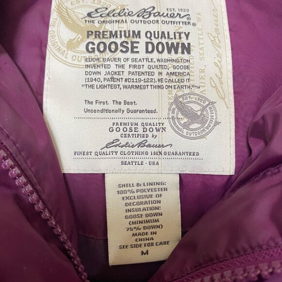 Eddie Bauer Womens Premium Goose Down Puffer Vest M Purple Adjustable Waist Warm - Picture 4 of 7